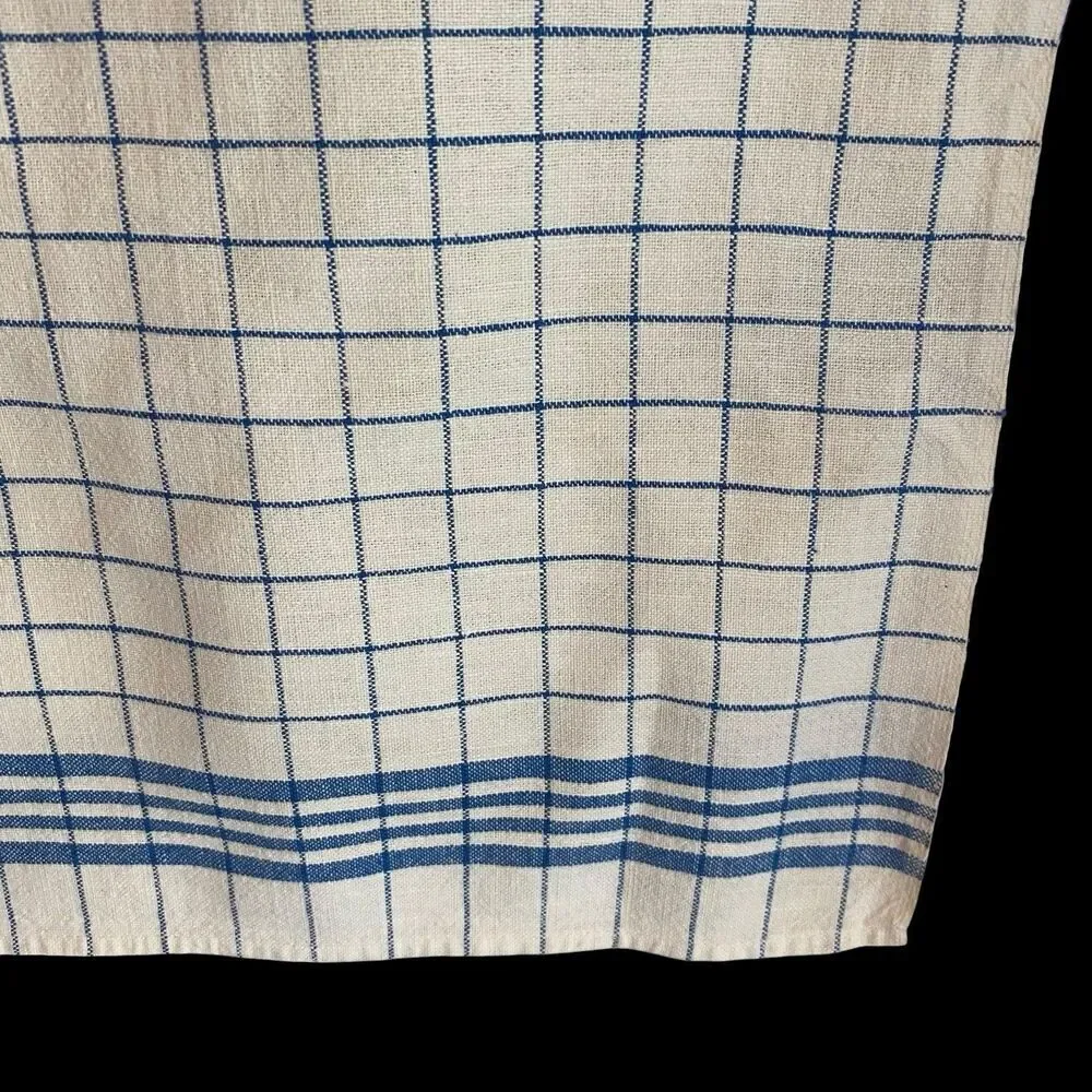 2 VTG Cotton Dish Towels Check Stripe Kitchen Tea Set 32” X 18” Farmhouse